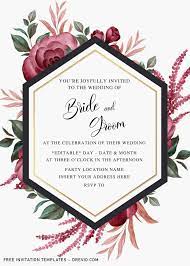 free burgundy fl wedding invitation