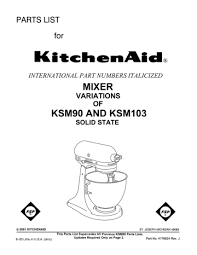 › instructions for kitchenaid artisan mixer. Kitchenaid Ksm103wh Ksm103rb Ksm103 User Manual Manualzz