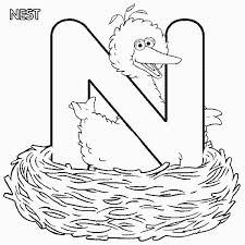 Free printable letter n coloring pages of alphabet. Learn Letter N Is For Nest In Sesame Street Coloring Page Coloring Sun