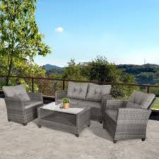 outsunny 4 pcs outdoor patio furniture