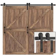 Our hinged designs are created for interior and exterior use and are handcrafted in the usa. Winsoon 8 Ft 96 In Single Track Bypass Sliding Barn Door Hardware Kit For Double Doors Low Ceiling Gcm5167 The Home Depot