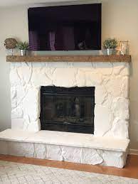 Stone Fireplace Painted White White