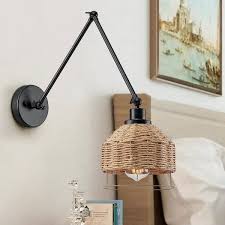 Wood Hardwired Swing Arm Wall Lamp 9006
