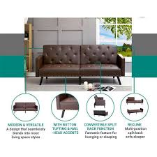 Homestock Gray Faux Leather Tufted