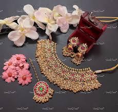 polki bridal necklace set with earrings