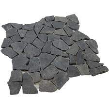 black stone mosaic pebble tile margo