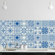 Pack Of 16 Blue Tile Stickers Wall