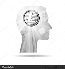 Grey Litecoin Crypto Currency Coin Bright Rays Statistics