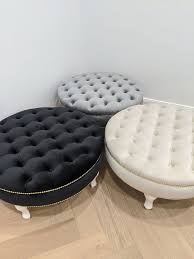 Round Chesterfield Ottoman With Rivets