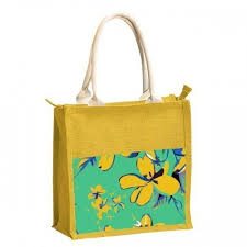 printed jute ping bag