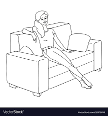 sketch young woman sitting at sofa