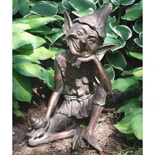 Resting Pixie Garden Ornament Black