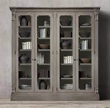 St James Grey Glass 4 Door Cabinet