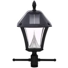 Gama Sonic Baytown Ii Solar Black Resin Outdoor Post Light And Lamp Post With Ez Anchor Base Gs 105s G The Home Depot