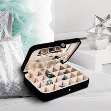 maria black plush fabric jewelry box