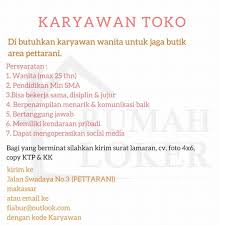 Check spelling or type a new query. Lowongan Kerja Jaga Toko Di Makassar Dengan