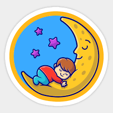 Cute Boy And Cute Moon Sleeping Cartoon