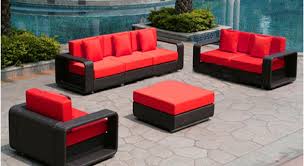 Dark Wicker Furniture With Red Cushions