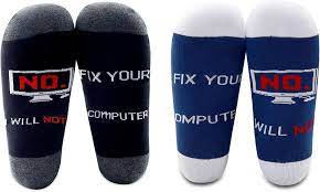 Amazon.com: MBMSO Computer Programmer Socks Geek Gifts 2 Pairs No I Will  Not Fix Your Computer Science Socks Gifts (1pair black+1pair blue) :  Clothing, Shoes & Jewelry
