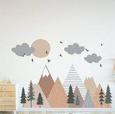 Mountain Wall Decals Neutral Colors