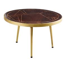 Dark Gold Round Coffee Table Wood