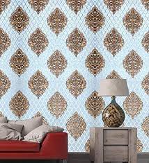 3d Sky Blue Damask Wallpaper