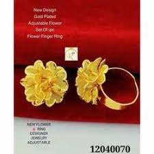 golden fancy gold plated flower ring