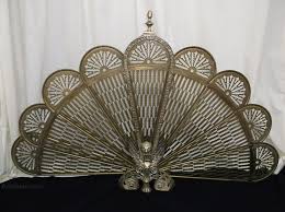 Vintage Brass Folding Fan Fire Screen
