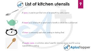 kitchen utensils voary in english