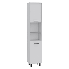 Comes with two fixed and two adjustable shelves. Tuhome Hobart 78 Two Door Pantry Cabinet With Open Storage In White Alb5582