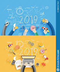 2019 New Year Business Success Creative Drawing Charts And