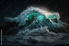 Luminoscent Sea Waves Glittering