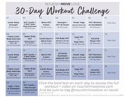 Free 30 Day Workout Calendar S