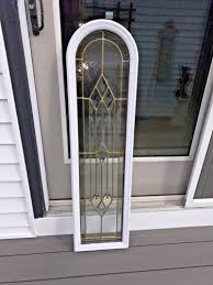 Arched Window Fixed Beveled Glass Gold