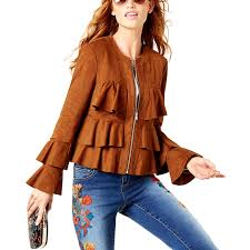 Inc International Concepts Ruffled Faux Suede Jacket