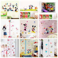 Us 2 96 25 Off Mickey Minnie With Friends Wall Stickers For Girls Bedroom Home Decoration Diy Growth Chart Decal Kids Room Cartoon Pvc Wall Art In