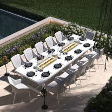 Rectangular Dining Set With Fire Pit Table