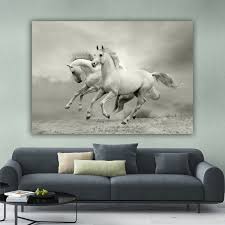 White Horses Canvas Stallion Art