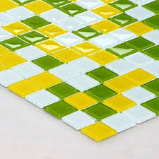 Yellow Glass Mosaic Tile Kitchen