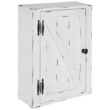 White Distressed Wood Wall Cabinet