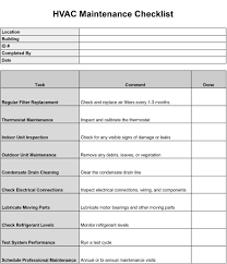 hvac maintenance checklist templates