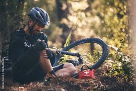 cycling on mountain bike in nature with leg