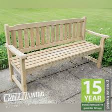 5ft wooden garden bench seat 3 seater