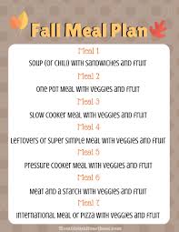 our simple fall meal plan free