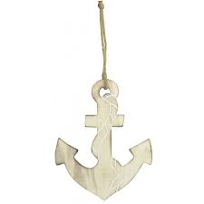 hanging decor wooden anchor on rope