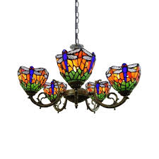 Stained Art Glass Hanging Light Fixture