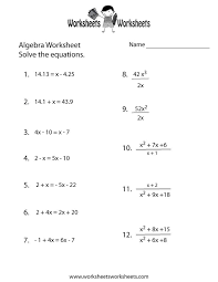 Algebra Practice Worksheet Free