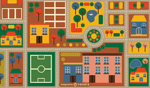 colorful childrens city toy carpet map