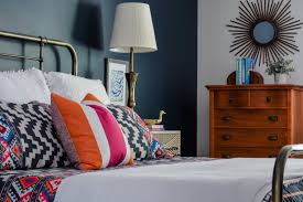 navy pink and orange bedroom