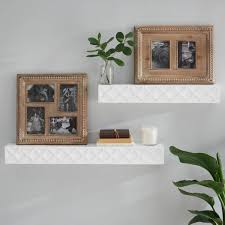 White Wood Floating Wall Shelf Set